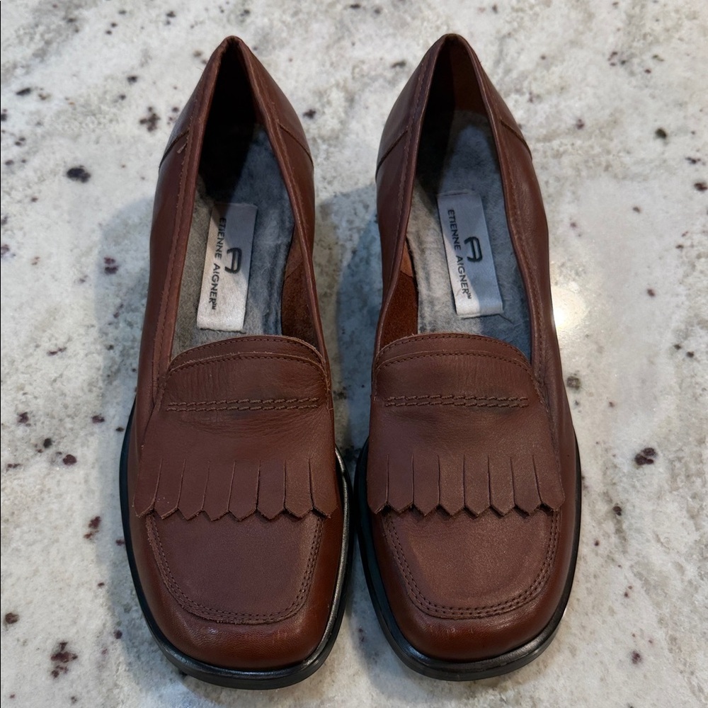 Etienne Aigner Chestnut Leather Flats-Vintage
